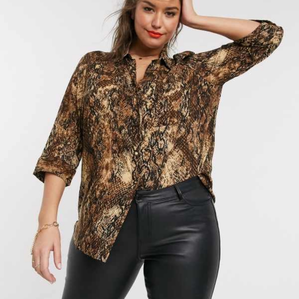 River Island Brown Snake Print Blouse